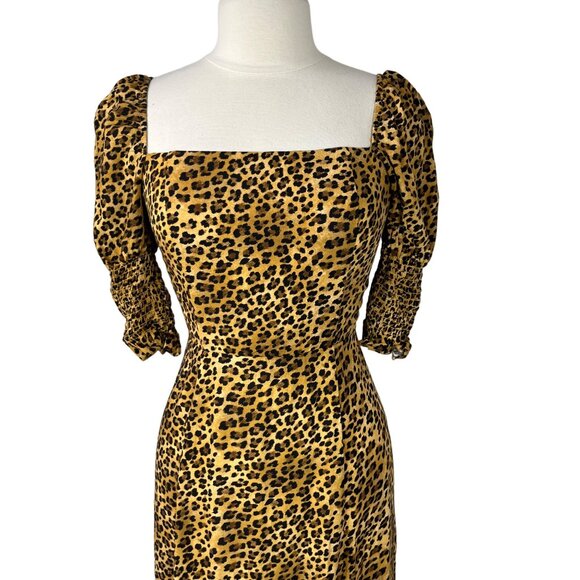 Blue Rain Dress Womens Medium Brown Black Cheeta Print Midi - Picture 3 of 12